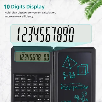 Портативный 10-значный умный калькулятор с ЖК-планшетом для письма + ручка Складной научный калькулятор в подарок для цифрового рисования  3