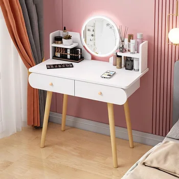 Зеркала Женский туалетный столик Деревянный лакированный комод в скандинавском стиле Ящик для хранения Удобная минималистичная мебель для спальни HY  5