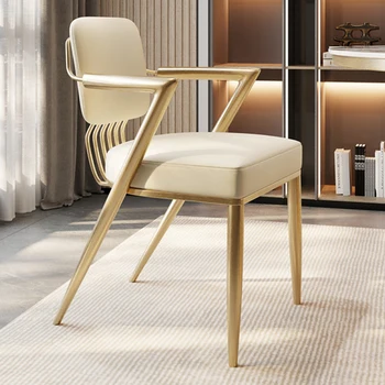Скандинавский обеденный стул из искусственной кожи для кухонной мебели, легкий обеденный стул со спинкой, роскошный обеденный стул для отдыха в столовой  5