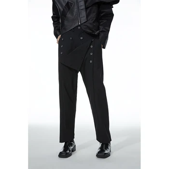 2023 Новая мужская Женская одежда Прямые брюки на нескольких пуговицах в стиле Ямамото, повседневные брюки для любителей костюмов больших размеров 27-46  10