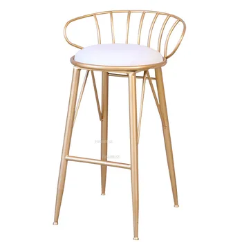 Дизайнерские барные стулья с железной спинкой в скандинавском стиле для кухни, бытовая мебель, простая современная стойка регистрации, высокий барный стул, барный стул в общежитии  5