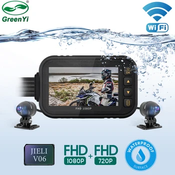 GreenYi Полноразмерный водонепроницаемый WiFi видеорегистратор для мотоцикла с двойной камерой видеорегистратора HD 1080P Moto с 3-дюймовым экраном  5