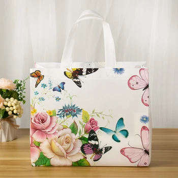 Сумка для покупок из нетканого материала с цветочным принтом, эко-сумка для путешествий, сумка для хранения на вынос, Складная сумка для покупок многоразового использования  5