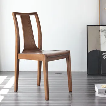 Современные обеденные стулья для кухни Обеденный стул из массива дерева Home Nordic Современный Простой китайский стул для квартиры класса Люкс со спинкой  4