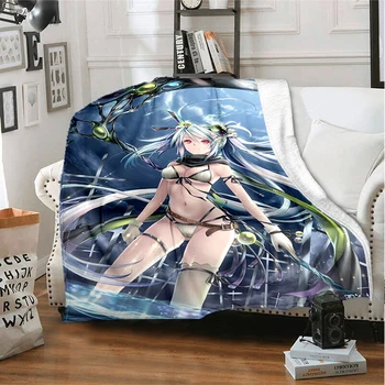 Модное фланелевое одеяло с рисунком сексуальной красоты из мультфильма аниме, для гостиной, спальни, кровати, дивана, утепляющее одеяло, покрывало для кровати  5