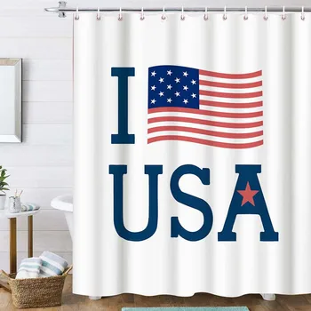 Занавеска для душа из водонепроницаемой ткани с принтом флага США в виде черепа, Слон, Национальный флаг Великобритании и Канады, декор для ванной комнаты из полиэстера для дома  10