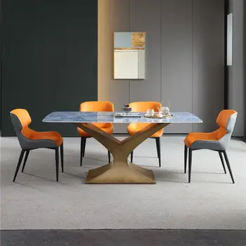 Роскошный дизайн интерьера Visionnair Роскошный Дизайн интерьера Visionnaire Обеденный стол из блестящего золота, нержавеющей стали, травертина, мрамора  5