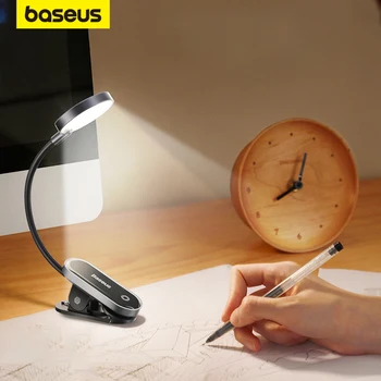 Настольная лампа Baseus Clip, светодиодная настольная лампа, Гибкая сенсорная лампа для учебы, настольная лампа для прикроватной тумбочки в спальне, настольный USB-аккумуляторный настольный светильник  10
