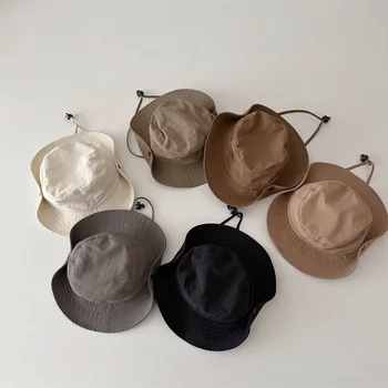 Детская панама, летняя однотонная солнцезащитная шляпа, детская рыбацкая шляпа, солнцезащитный козырек, модная пляжная кепка для мальчиков и девочек,  10