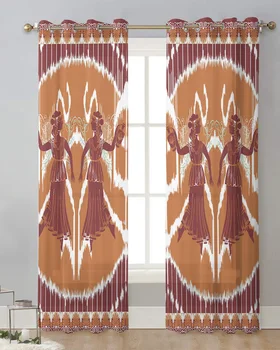 Индийский Круглый женский горшок, Современные тюлевые шторы, занавески из вуали для гостиной, Прозрачные Занавески для окон, Аксессуары для спальни  5