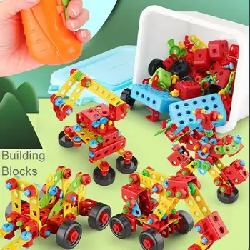 Детский набор игрушек для сборки винтов, Строительные блоки для разборки гаек, Детская сборка, креативные познавательные игрушки цветной формы  5