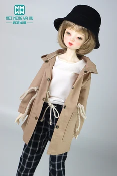 Подходит для куклы BJD 43-45 см, модная ветровка с капюшоном, брюки с шароварами, длинное пальто  10
