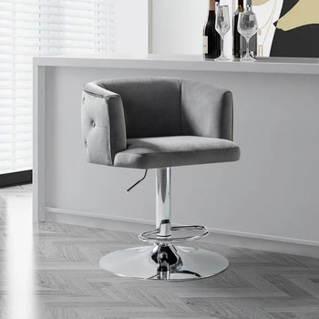 Вращающийся барный стул с регулируемой высотой, барный стул с хохолком, Барная мебель на стильном металлическом основании  5
