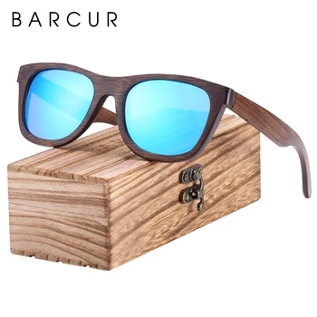 BARCUR Винтажные коричневые бамбуковые солнцезащитные очки Мужские поляризованные женские солнцезащитные очки ручной работы с деревянным зеркалом в стиле ретро Oculos de sol masculino  5