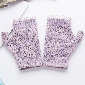 Осенне-зимние новые перчатки из шелка тутового цвета с кисточкой на полпальца, кружевные перчатки с цветочным крючком, теплые зимние перчатки с росой для женщин  4