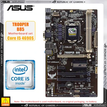 ASUS TROOPER B85 + I5 4690S процессор LGA 1150 Комплект материнской платы 2 × DDR3 16 ГБ Intel B85 PCI-E 3.0 4 × SATA III USB3.0 VGA ATX  10