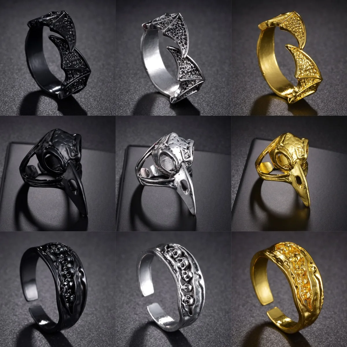 Новое модное кольцо в стиле панк с натуральным дизайном, украшения с крыльями дракона и черепом ворона, крутые открывающие украшения, изысканный подарок