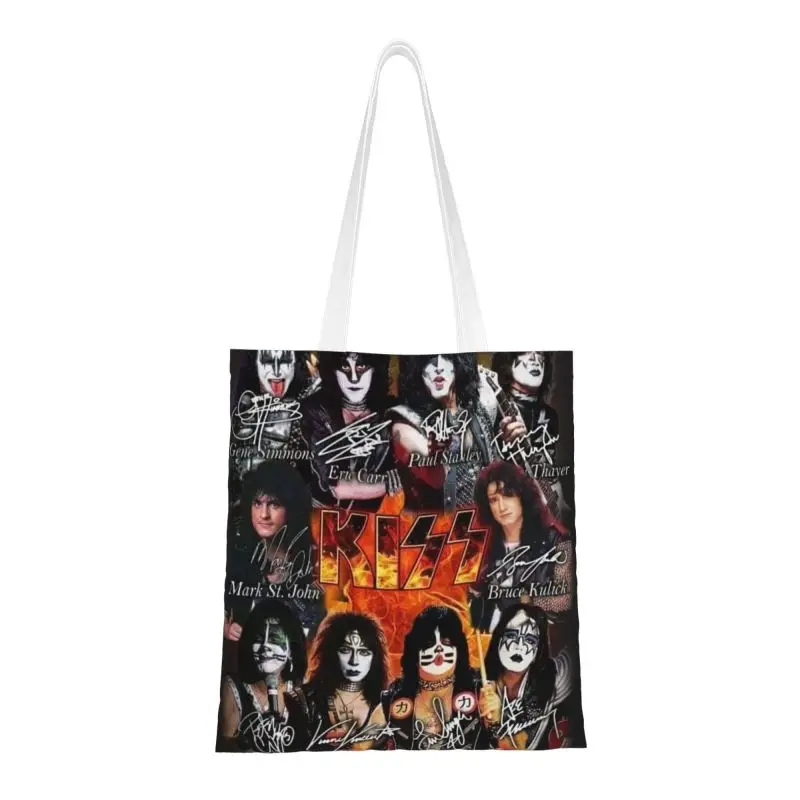 Сумка для покупок Rock Demon Kiss Band Rock And Roll, женская холщовая сумка-тоут, моющиеся сумки для покупок в продуктовых магазинах