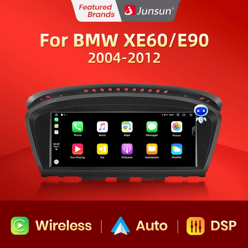 Junsun AI Voice Беспроводной CarPlay Автомобильный Радиоприемник Мультимедиа Для BMW 5 Серии E60 E61 E63 E64 E90 E91 E92 DSP 4G Android Auto GPS 2din