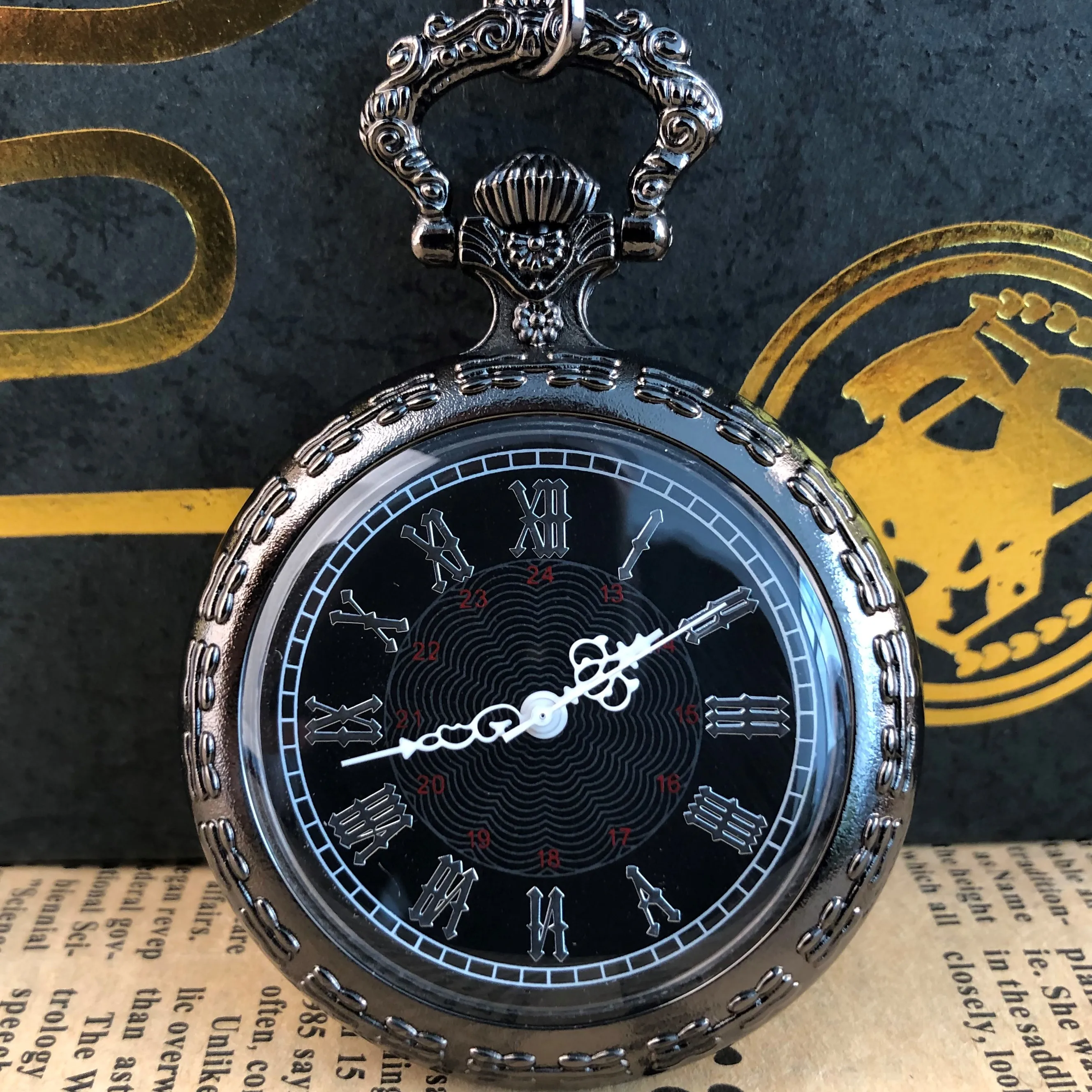Черные Классические кварцевые карманные часы с римскими цифрами, популярные ювелирные изделия, Индивидуальное ожерелье, Кулон, Часы, Подарок мужчине Женщине