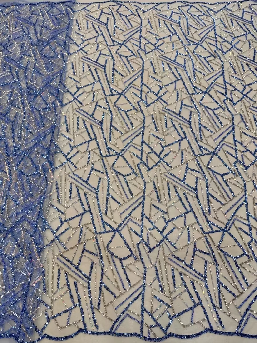 свадебная кружевная ткань с бисером для вечернего платья, высококачественные ткани с блестками, 2022 синий тюль с вышивкой, последняя африканская модель