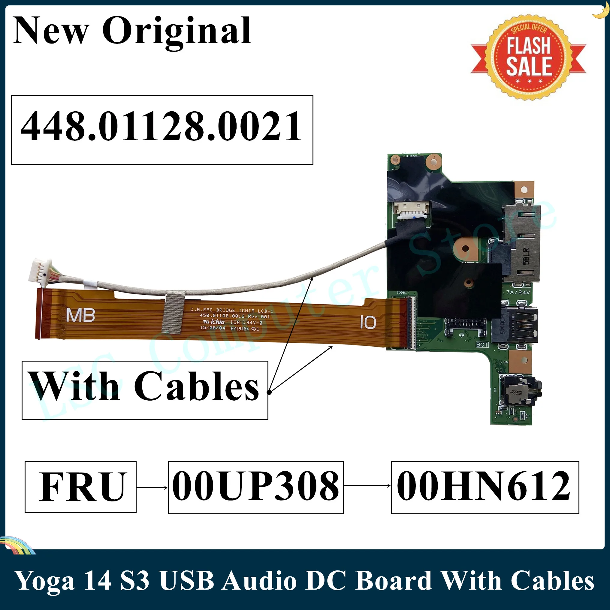 LSC Новый Оригинальный Для Lenovo ThinkPad Yoga 14 S3 USB Аудио Плата Постоянного Тока С Кабелями 448.01128.0021 00UP308 00HN612