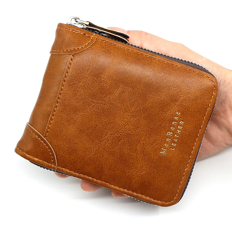 Мужской кожаный кошелек, клатч, роскошный кошелек с коротким мужским карманом, сумка для монет, кошелек на молнии, мини-маленький кошелек, Акция 2022 г.