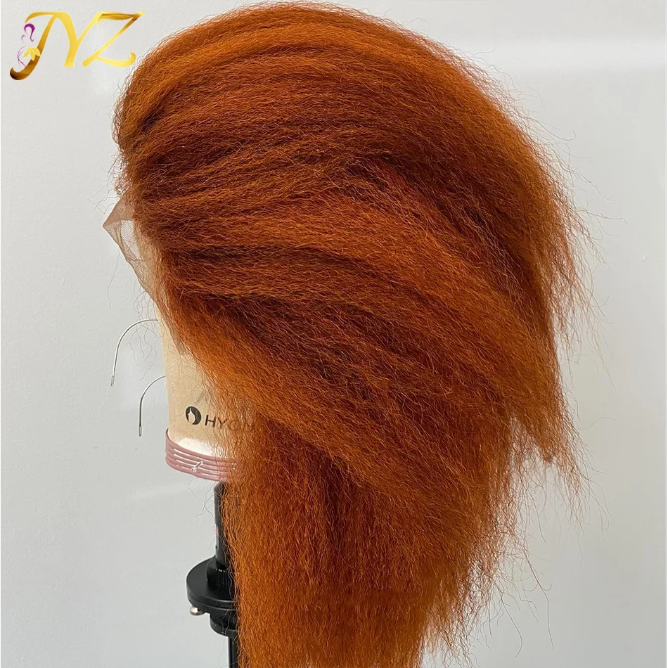 Кудрявый прямой парик на кружеве 13x4 # Парики из человеческих волос оранжевого, рыжего, каштанового цвета, идеальный цвет волос Remy Yaki для чернокожих женщин JYZ