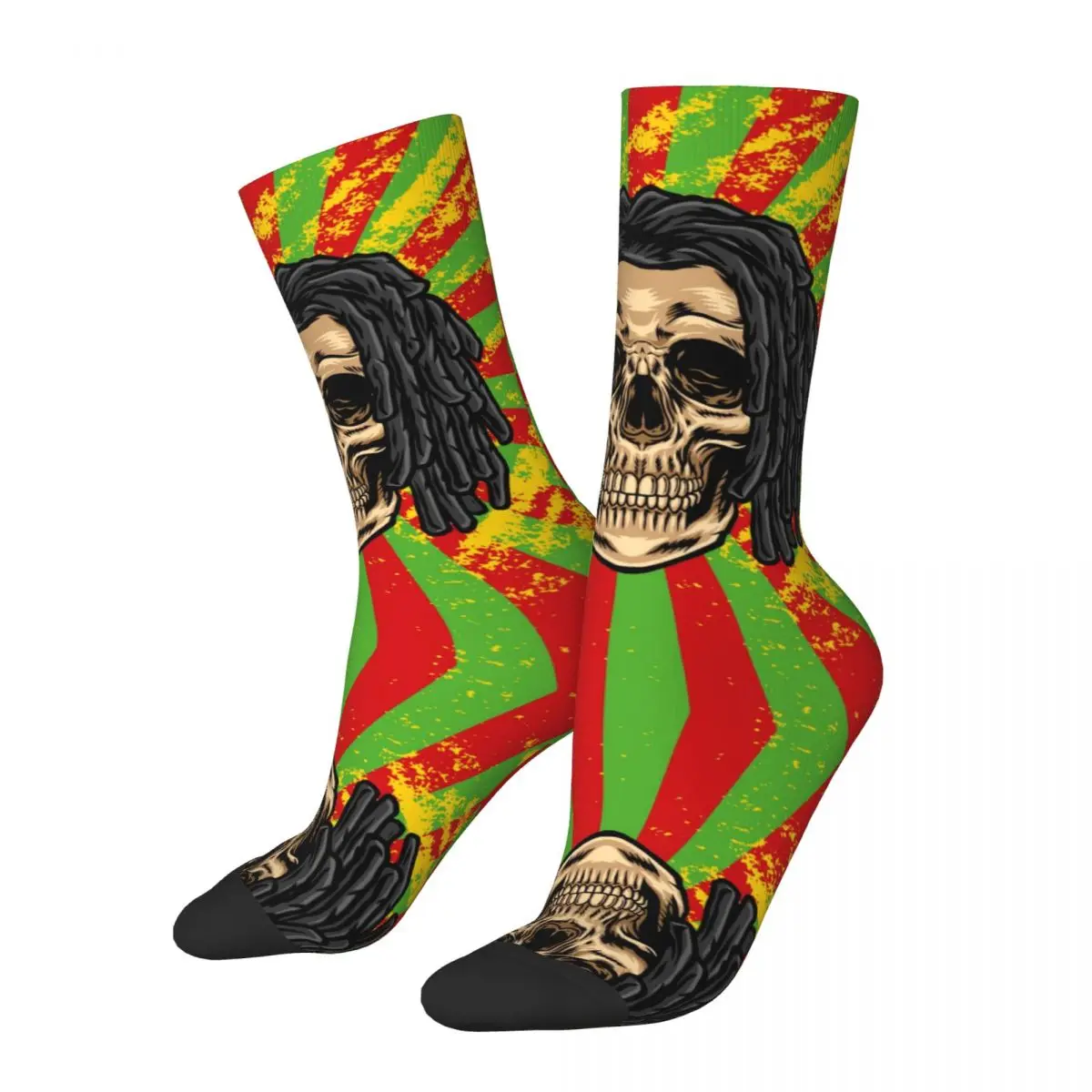 Хип-хоп Ретро Rasta Jamaica Crazy Мужские компрессионные носки унисекс с черепами Harajuku, бесшовные носки с принтом, новинка, носок Happy Crew